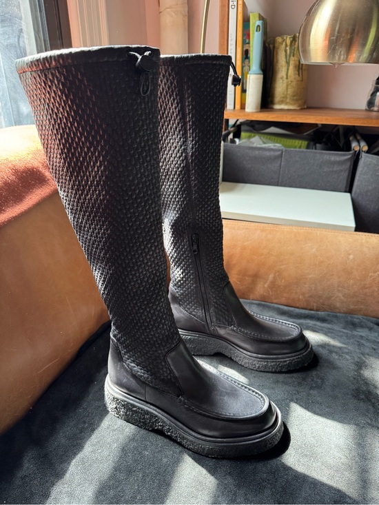 rag & bone Shoes - Rag & bone Black Leather Scout Boots over -the-Knee Scrunch adjustable Gum sole